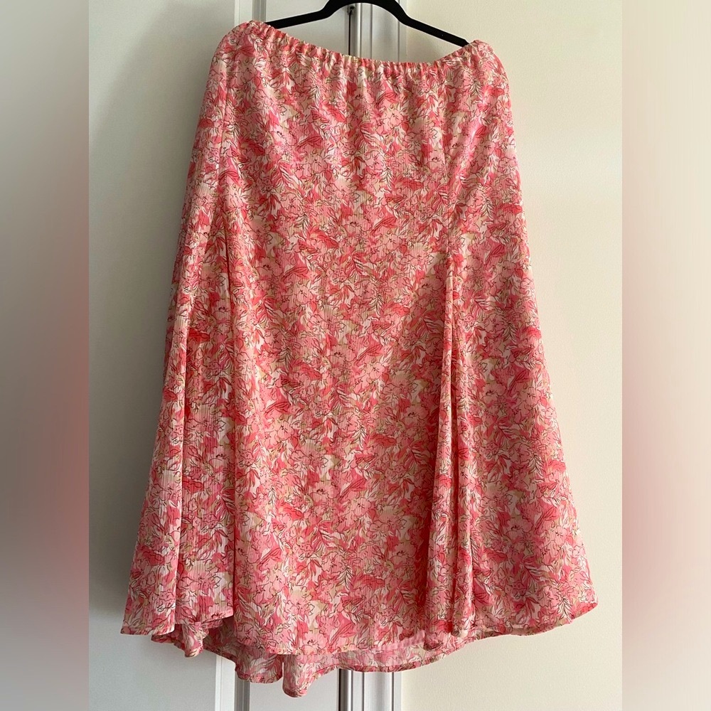 Appleseed Pink Floral MIDI Skirt NWOT 3x